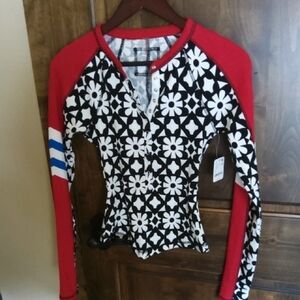 Black and White Fitted Graphic Polo Jersey